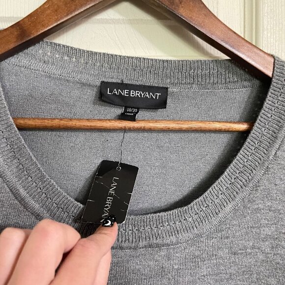 Lane Bryant Womens NWT Gray Ruffle Trim Faux Wrap Round Neck Sweater 18/20 - Picture 3 of 8